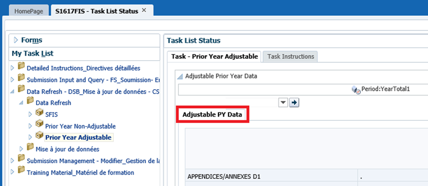 Highlighted Adjustable PY Data tab